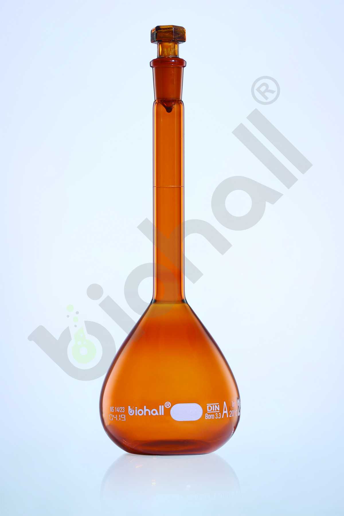 Volumetric Flask Wide Neck, Individual Certified (Amber Glass)